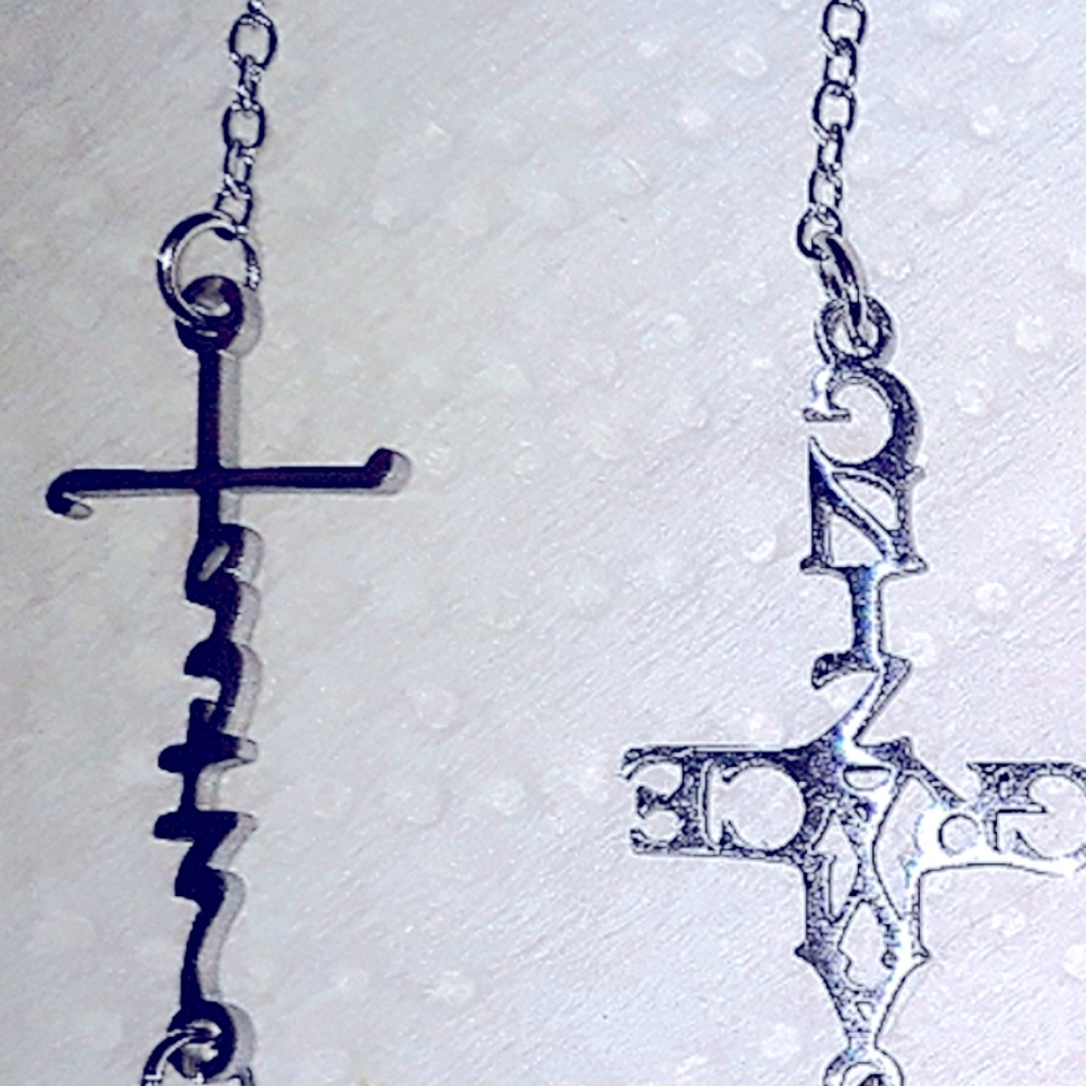 Cross Necklace Silver FAITH long charm Pendant 18-22"chain NEW NWT